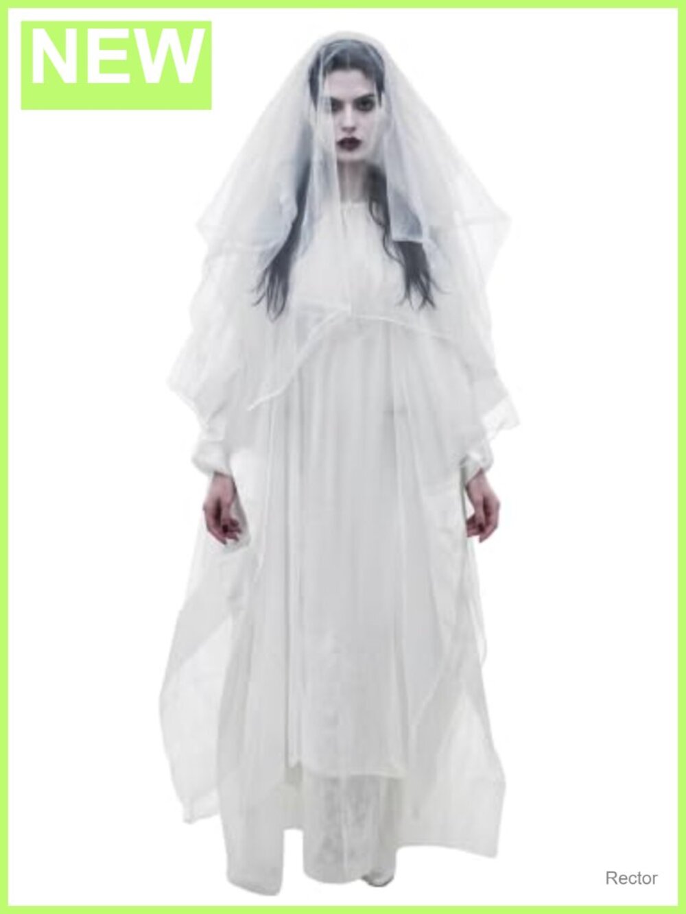 Spooky White Ghost Bride Costume with Veil Halloween Cosplay